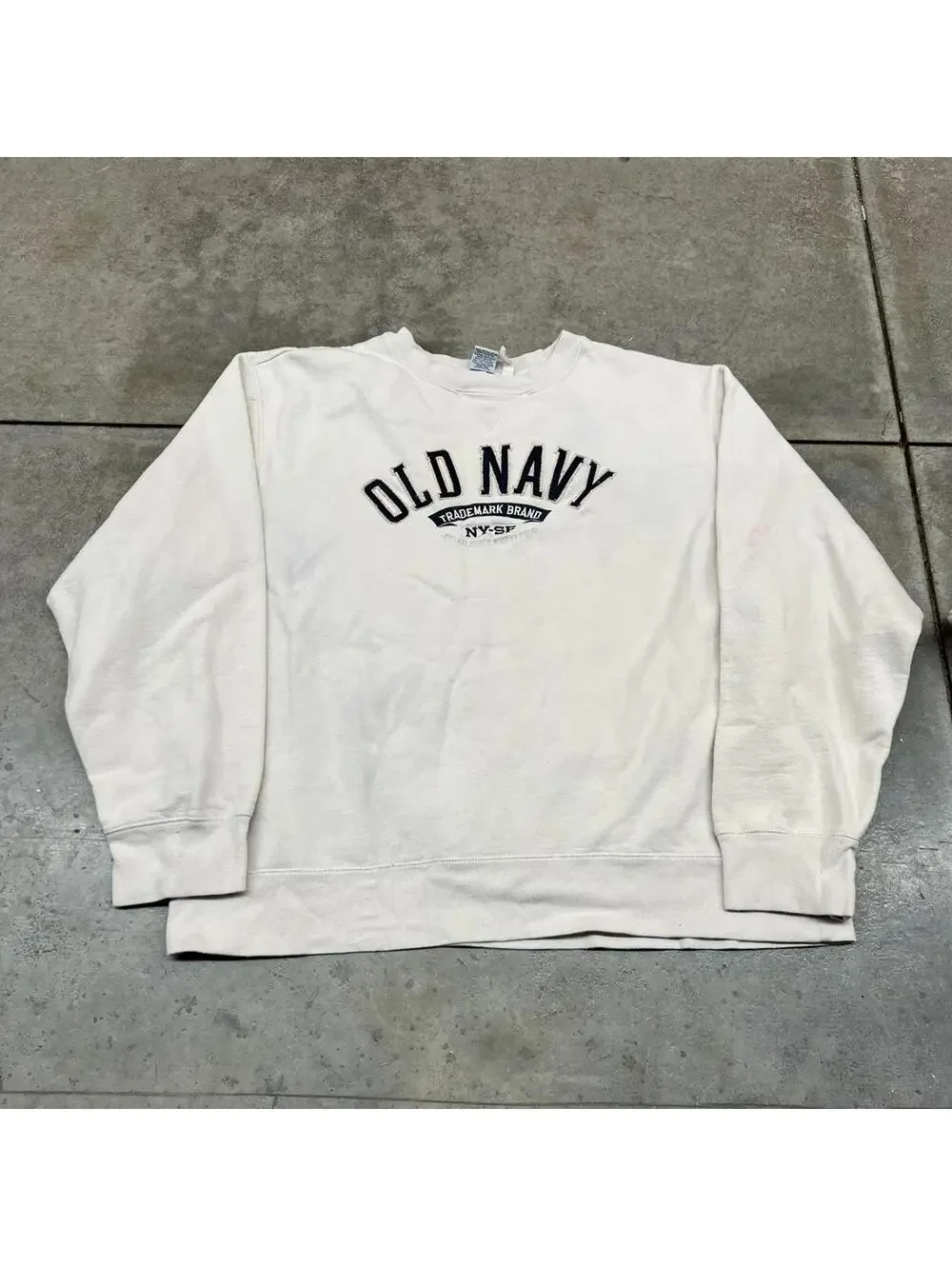 vintage old navy white and black spell out heavyweight crewneck size xl